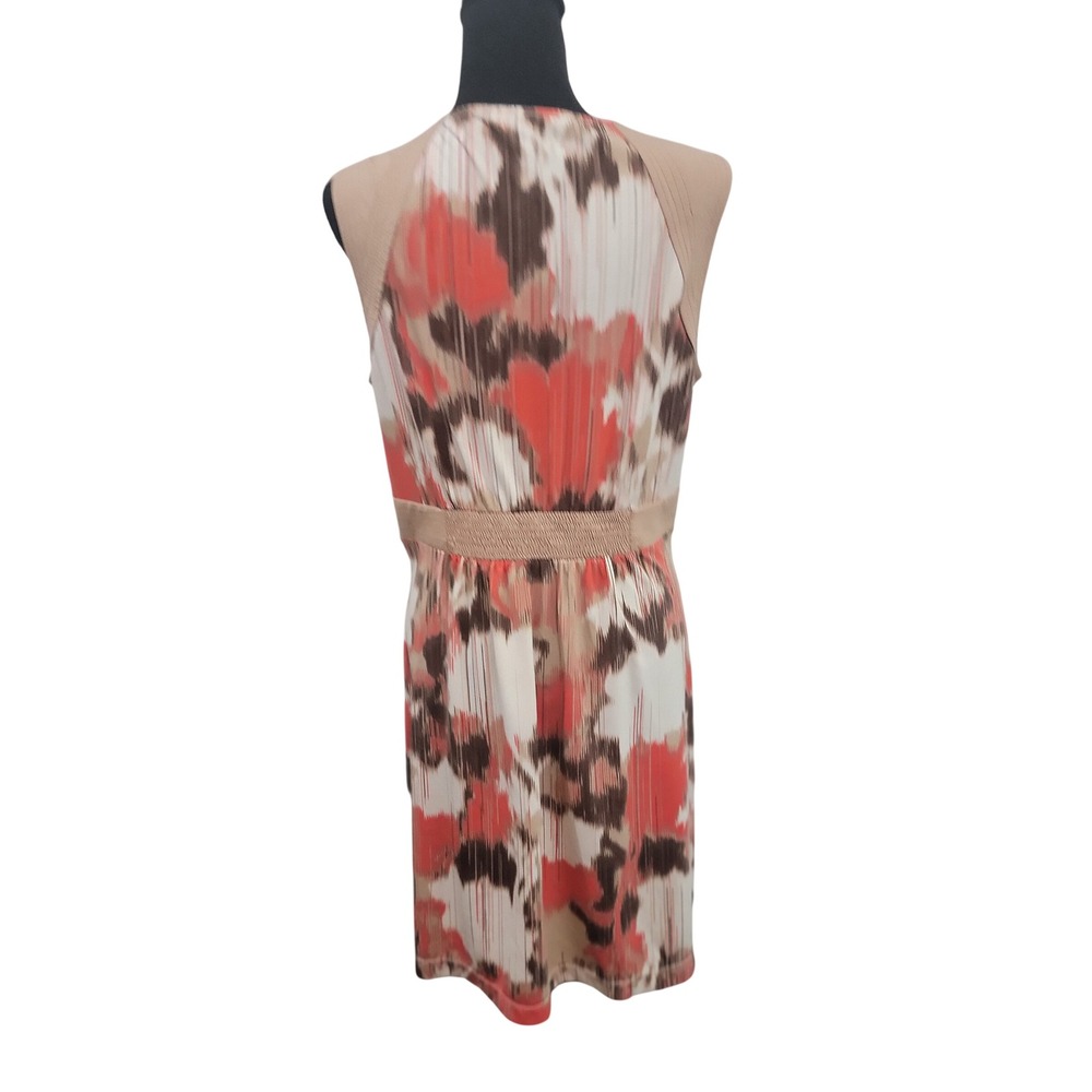 BCBGMAXAZRIA Women Abstract Ikat Print Sleeveless Dress Coral Brown Size S - Picture 4 of 5
